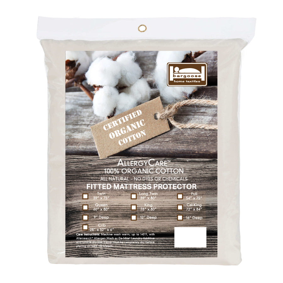 AllergyCare Fitted Organic Cotton Mattress Cover Fitted Mattress Protector Bargoose Home Textiles, Inc.