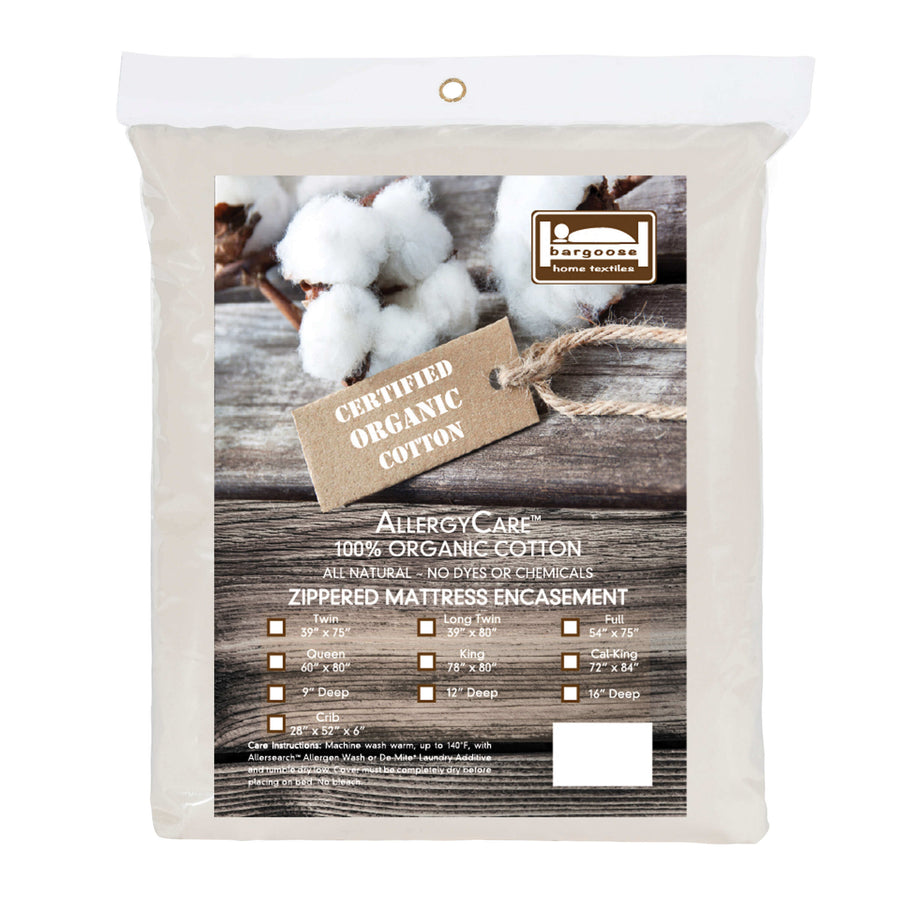 AllergyCare™ - Organic Cotton Zippered Mattress Encasement Zippered Mattress Protector / Cover Bargoose Home Textiles, Inc.
