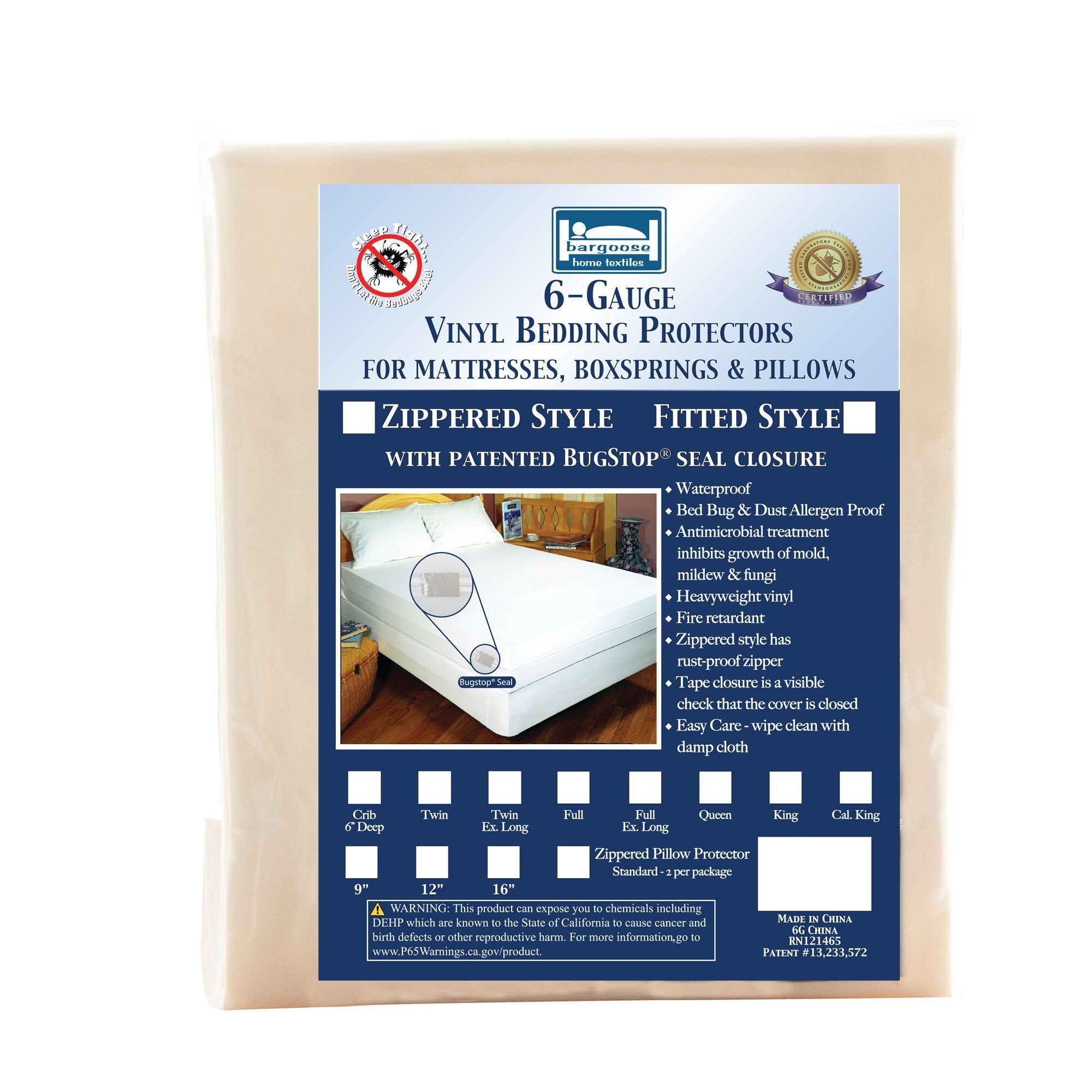 Bargoose’s Vinyl Zippered Pillow Protector - The BedBug Solution™ for Your Pillows - Packed in Pairs Pillow Protector Bargoose Home Textiles, Inc. 