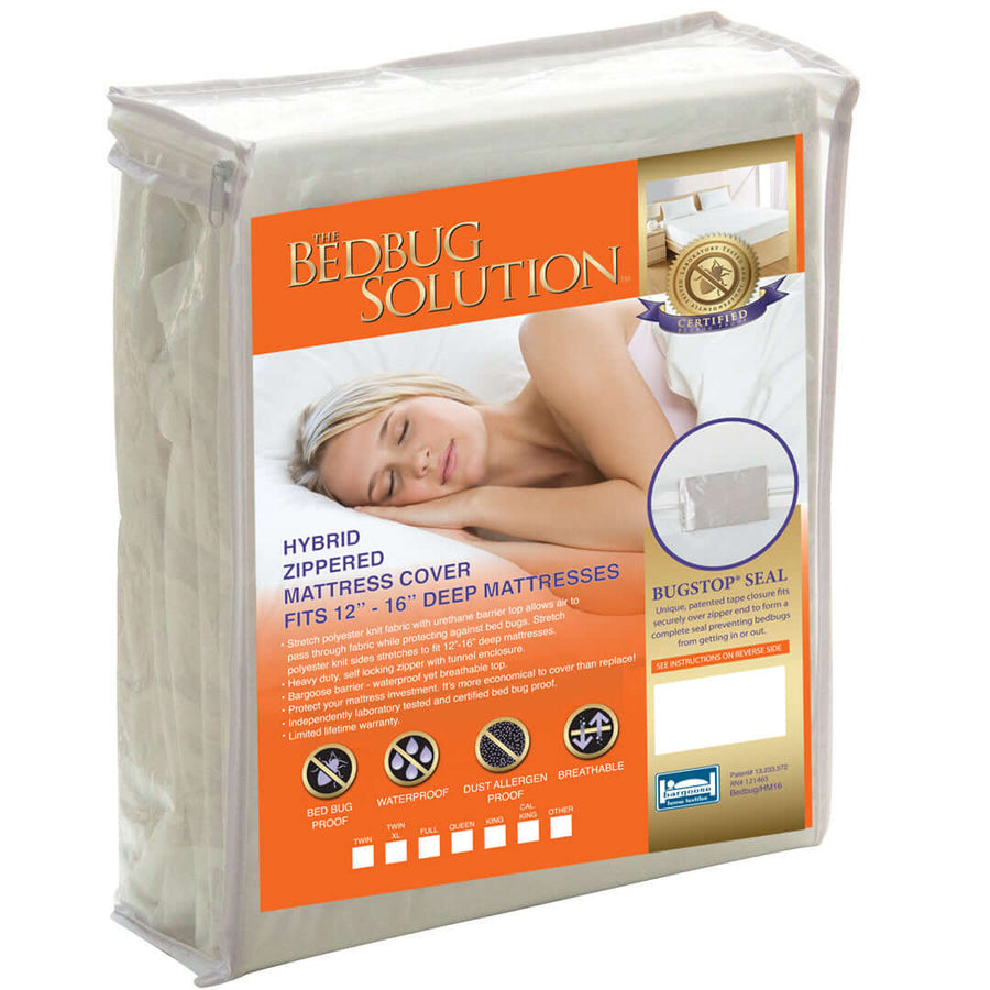 BedBug Solution™ Deep Hybrid Zippered Mattress Encasing - Stretches To Fit 12"- 16" Mattresses Zippered Mattress Protector / Cover Bargoose Home Textiles, Inc. Queen 60" x 80"x 12"-16"