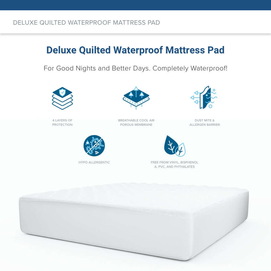 Deluxe Four Ply Quilted Waterproof Mattress Pad Waterproof Mattress Pad Bargoose Home Textiles, Inc.