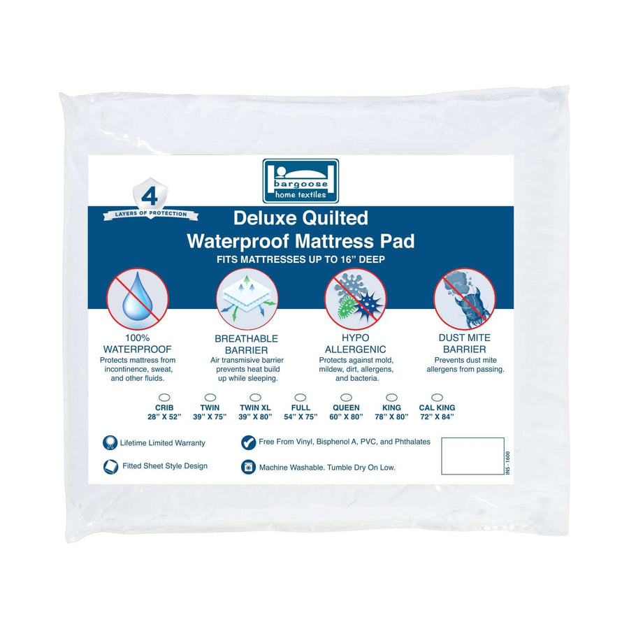 Deluxe Four Ply Quilted Waterproof Mattress Pad Waterproof Mattress Pad Bargoose Home Textiles, Inc.