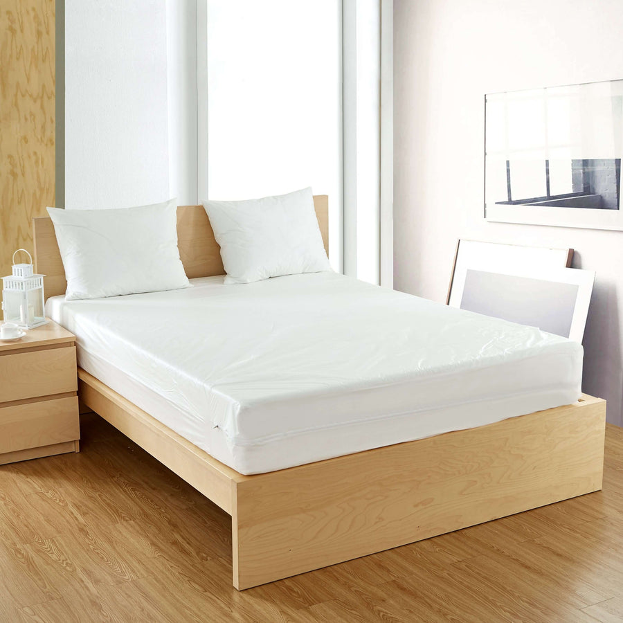 Vinyl Zippered Mattress Protector | Waterproof Box Spring Encasement | Guards Against Pests & Liquids | Taffeta Finish Zippered Mattress Protector Bargoose Home Textiles, Inc.