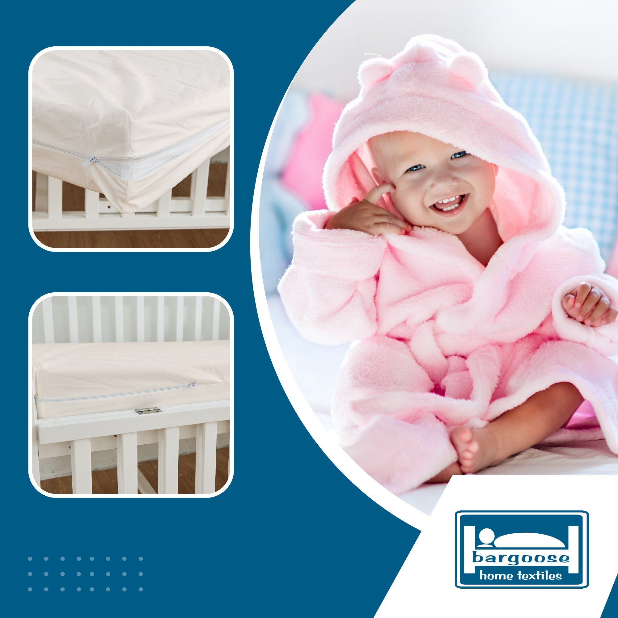 Zippered Natural Cotton Crib Mattress Sheets / Covers Zippered Crib Mattress Protector Bargoose Home Textiles, Inc. 