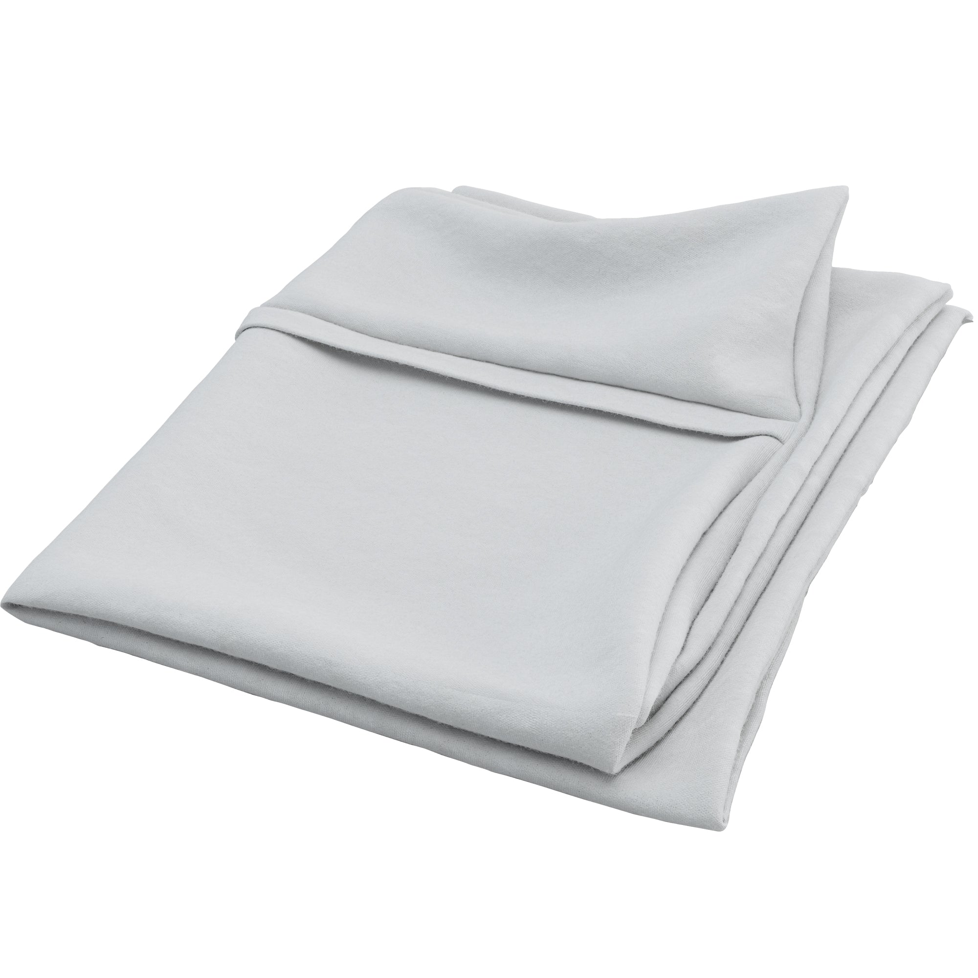 Folded light gray fabric on a white background