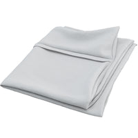 Folded light gray fabric on a white background