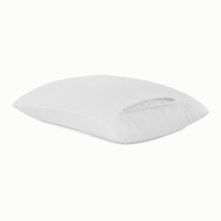 Bargoose French fold pillow protector shown, T-180 cotton-polyester blend in white