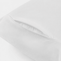 Close-up of the French fold envelope closure showing the zipper-free fabric overlap on a Bargoose pillow protector