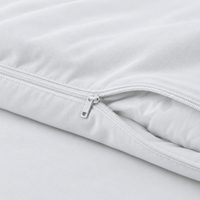 Close-up of the zipper on the AllergyCare stretch knit duvet cover, partly open