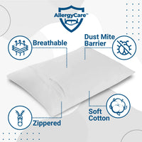 AllergyCare™ 100% Cotton Allergen Barrier Pillow Cover Pillow Protector Bargoose Home Textiles, Inc. Travel 13" x 17" 