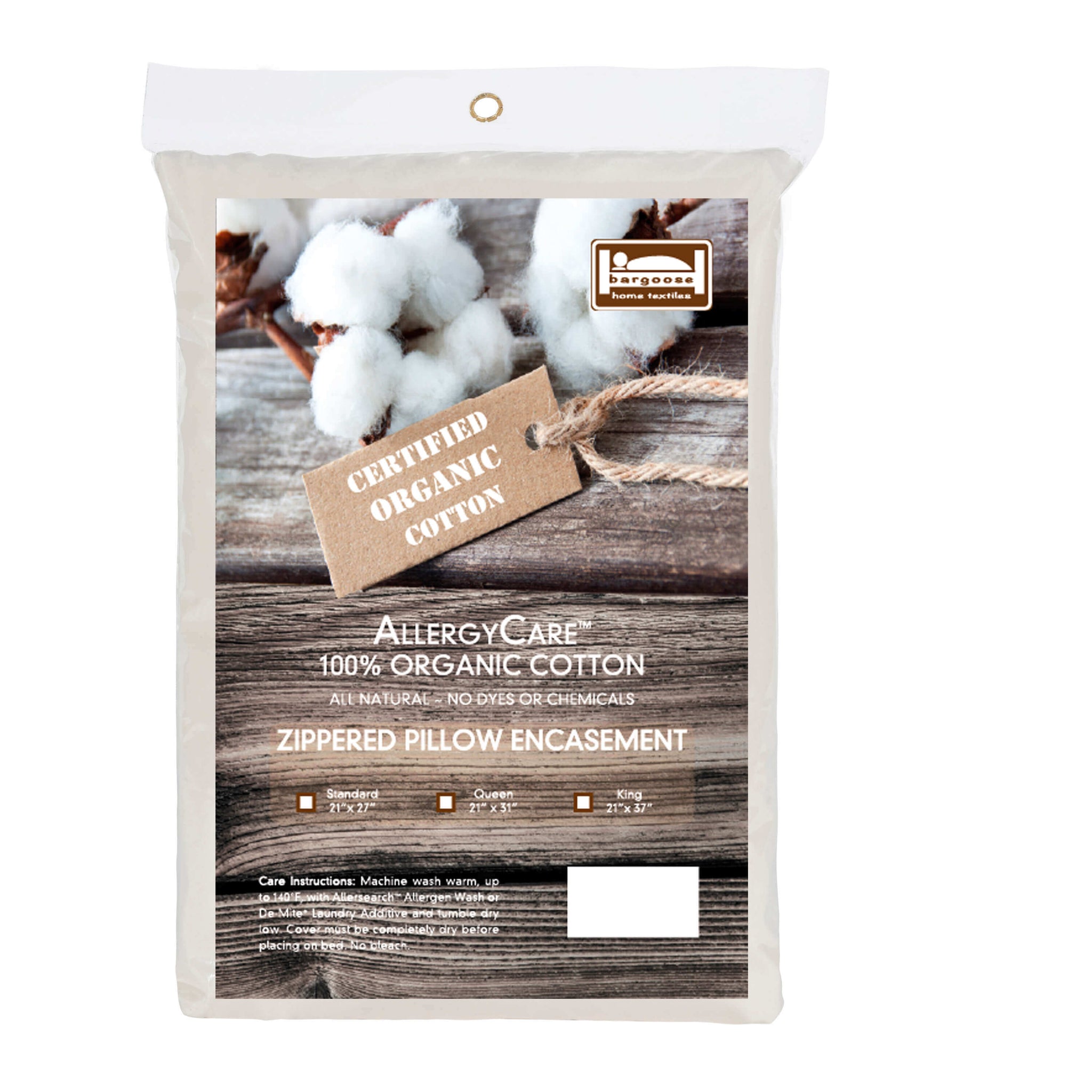 AllergyCare™ Organic Cotton Pillow Encasing Pillow Protector Bargoose Home Textiles, Inc. 