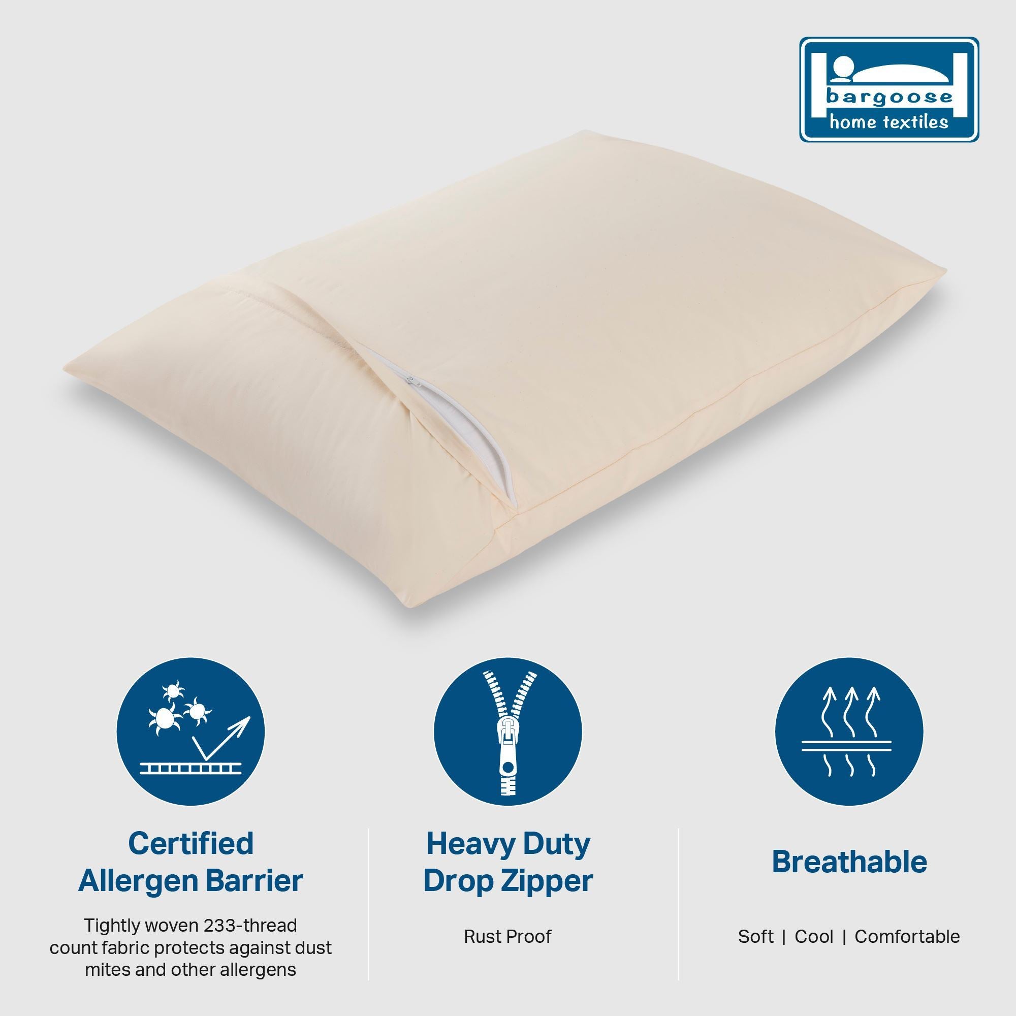 AllergyCare™ Organic Cotton Pillow Encasing Pillow Protector Bargoose Home Textiles, Inc. 