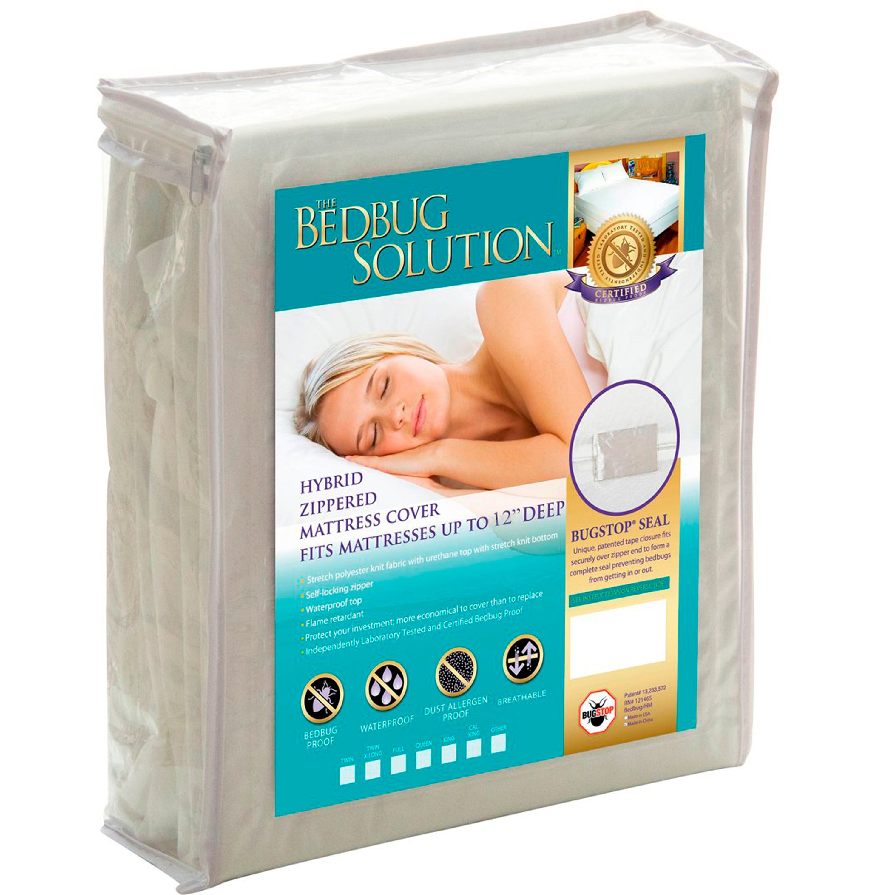 BedBug Solution™ Hybrid Zippered Mattress Encasing - Stretches To Fit 9-12" Mattresses Zippered Mattress Protector / Cover Bargoose Home Textiles, Inc. 