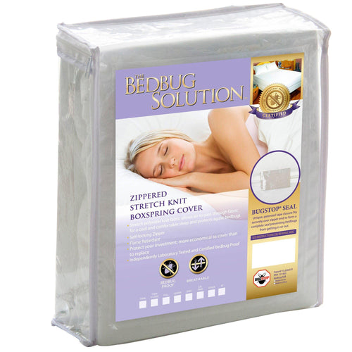 BedBug Solution™ Zippered Stretch Knit Box Spring Protector Zippered Box Spring Protector Bargoose Home Textiles, Inc. Twin 39" x 75" x 9" 