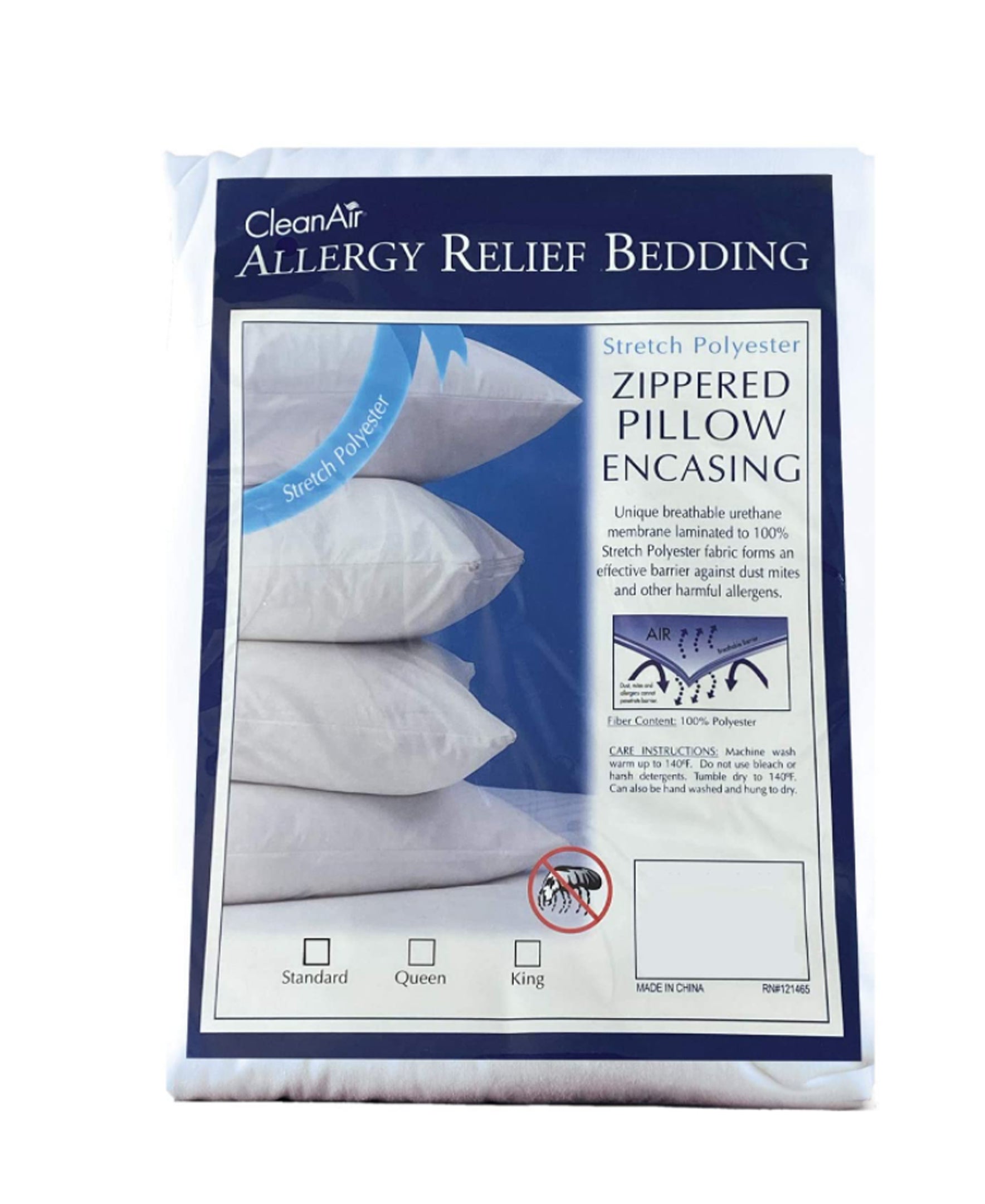 CleanAir® Allergy Relief Pillow Protector - Zippered Pillow Encasement For Dust Mites Allergens, Sweat, And Spills Pillow Protector Bargoose Home Textiles, Inc. 