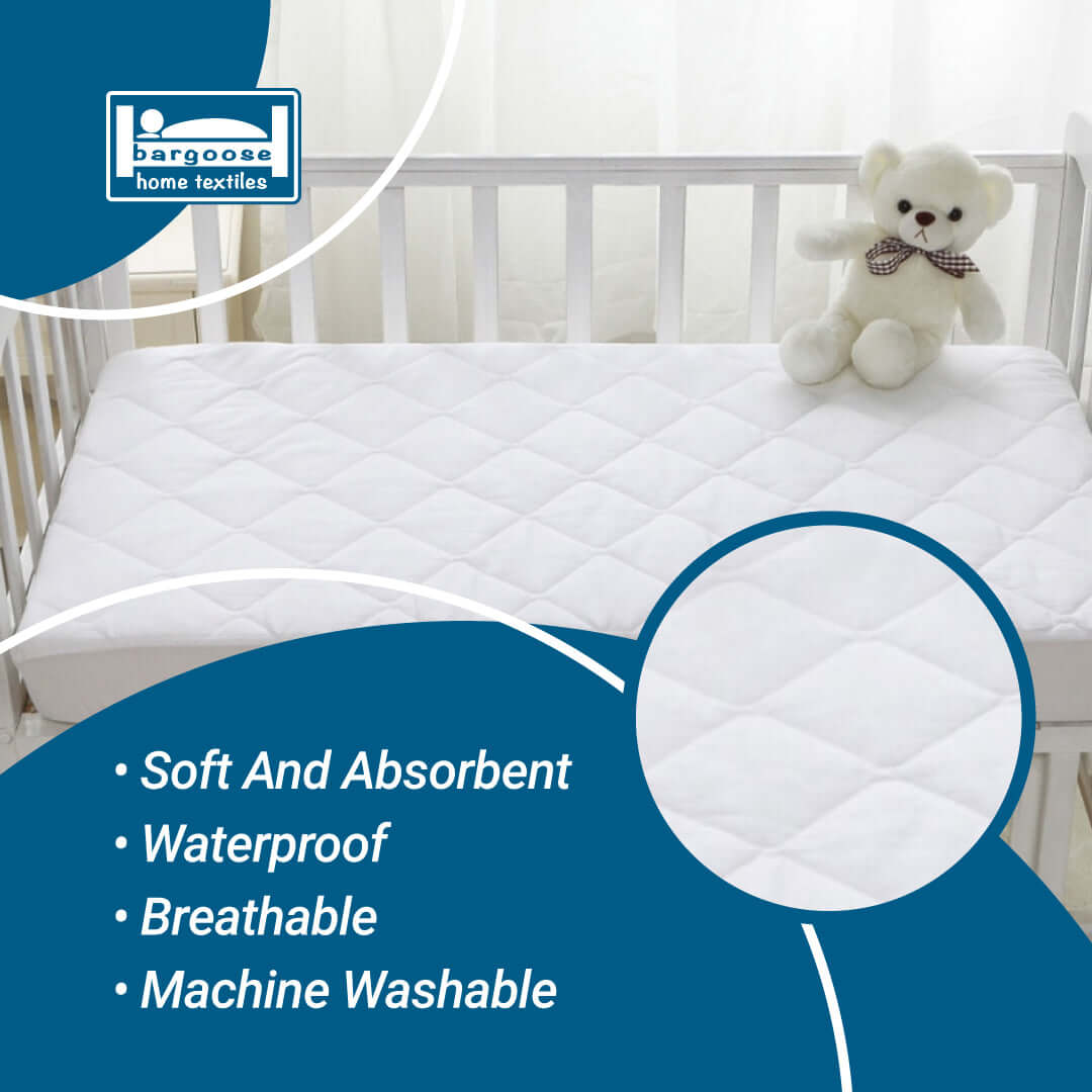 Deluxe Quilted Cotton Polyester Waterproof Crib Mattress Pad