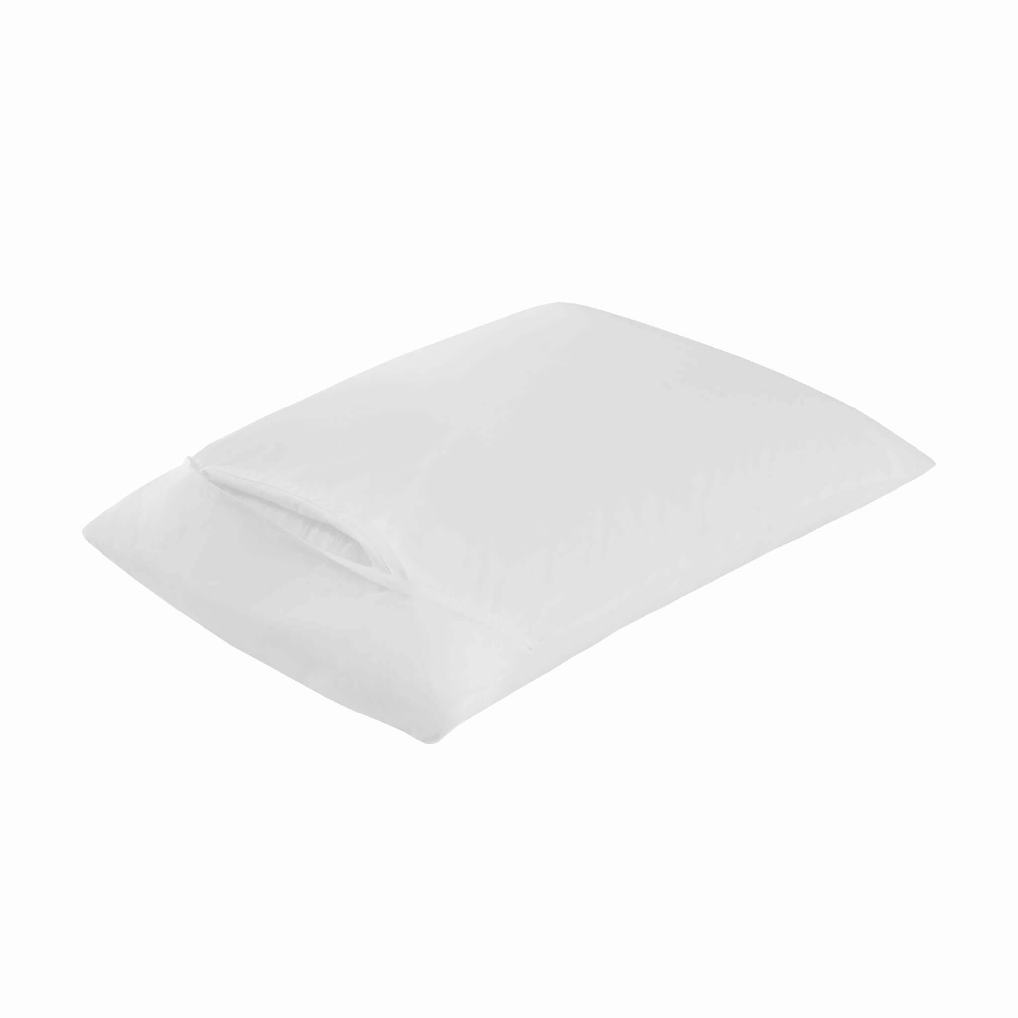 French fold pillow protector, zipper-free cotton blend cover — Standard size