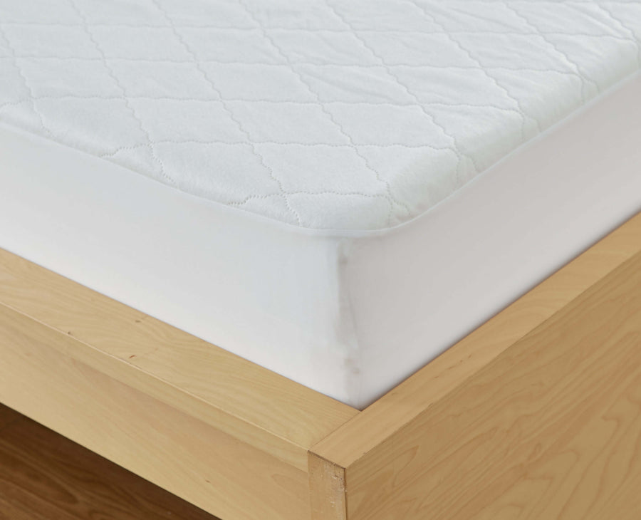 Bargoose Quilted Waterproof Sofa Sleeper Mattress Pads - Anchor Band on a wooden bed frame, showcasing its protective design.
