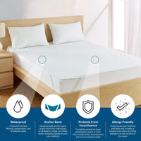 Bargoose Quilted Waterproof Sofa Sleeper Mattress Pads - Anchor Band shown on a bed, highlighting waterproof and protection features.
