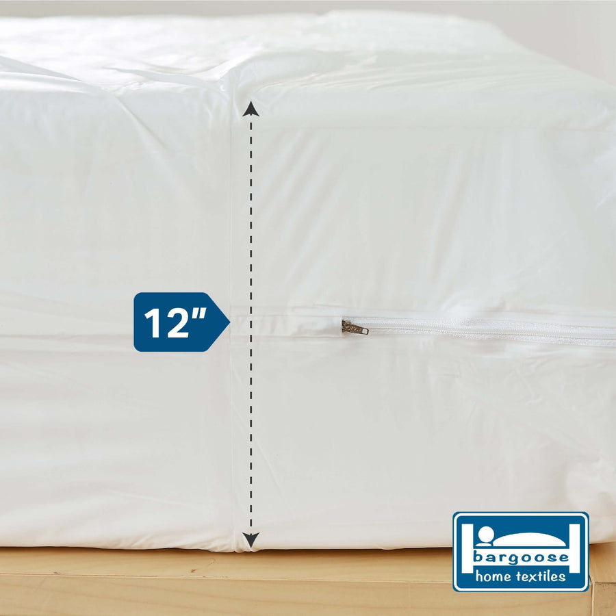 Vinyl Zippered Mattress Protector | Waterproof Box Spring Encasement | Guards Against Pests & Liquids | Taffeta Finish Zippered Mattress Protector Bargoose Home Textiles, Inc. 