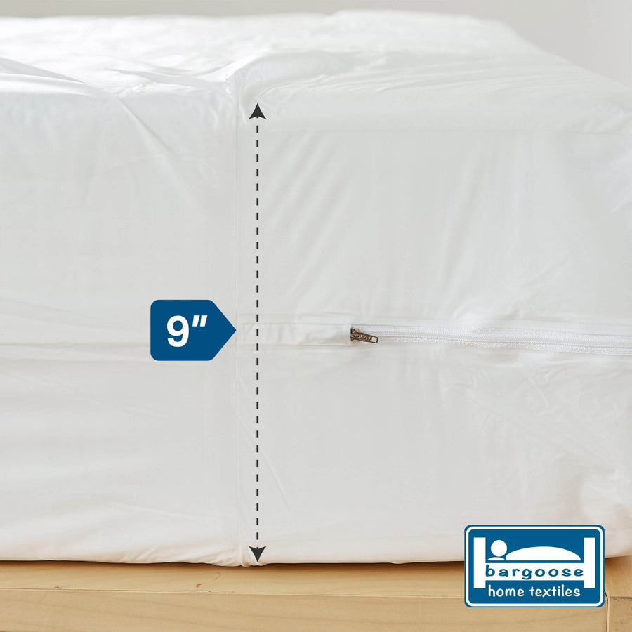 Vinyl Zippered Mattress Protector | Waterproof Box Spring Encasement | Guards Against Pests & Liquids | Taffeta Finish Zippered Mattress Protector Bargoose Home Textiles, Inc. 