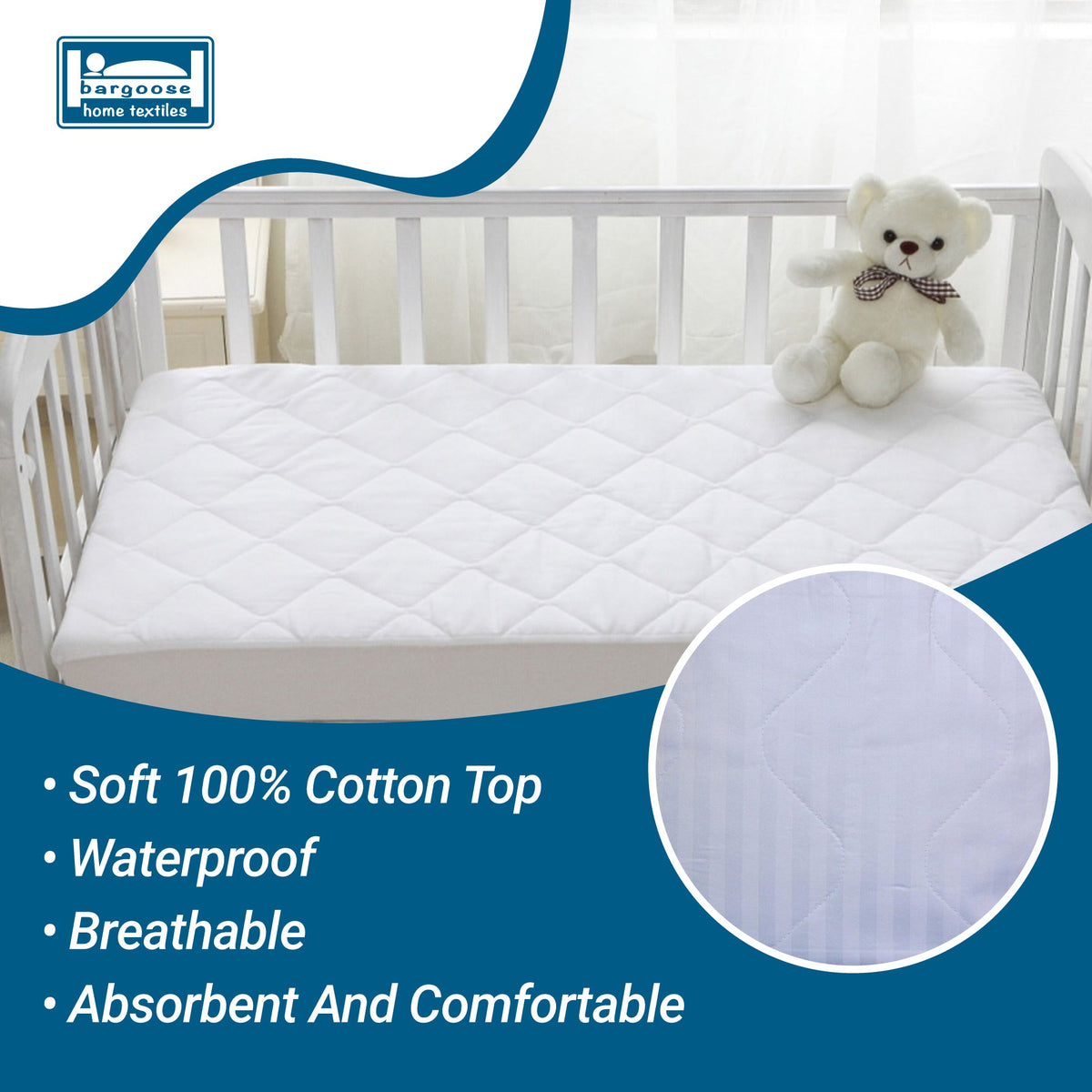 Waterproof cot mattress top protector