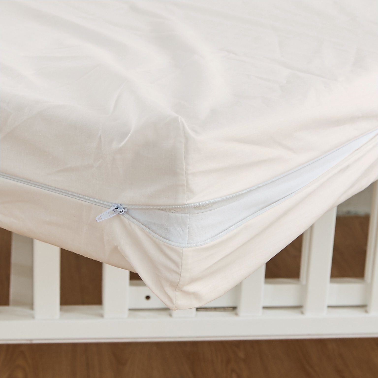 Zippered Natural Cotton Crib Mattress Sheets / Covers Zippered Crib Mattress Protector Bargoose Home Textiles, Inc. 